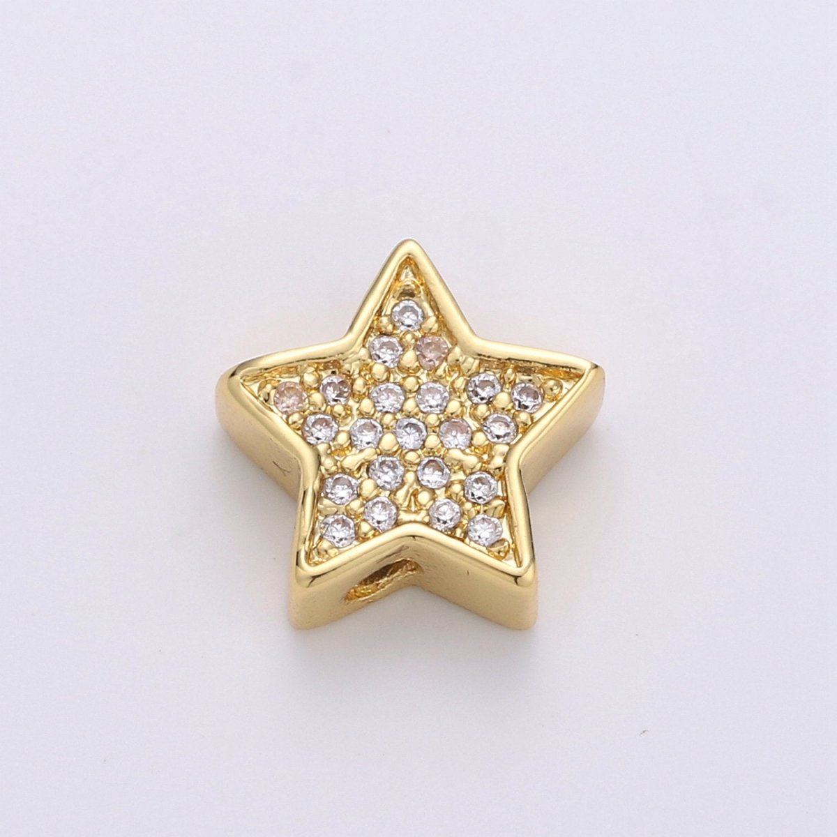 Gold Filled Micro Paved CZ 10mm Celestial Star Beads in Gold & Silver | B-301 B-302 - DLUXCA