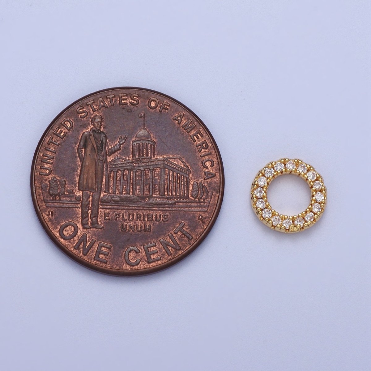 Gold Filled Micro Paved CZ 7.5mm Round Charm in Gold & Silver C-059 C-122 - DLUXCA