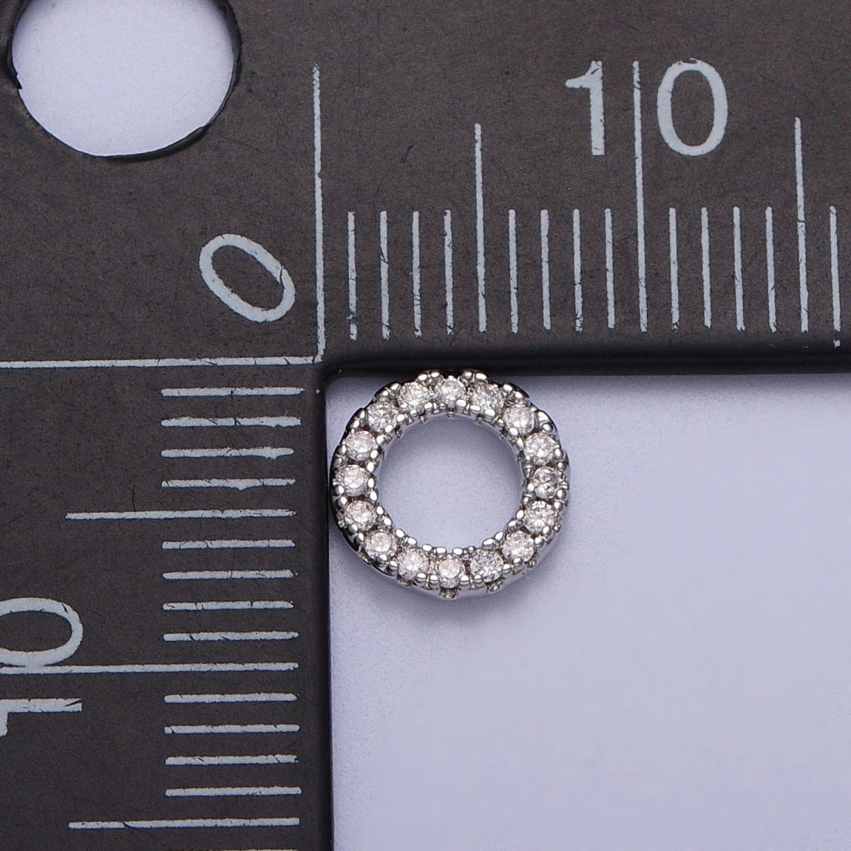 Gold Filled Micro Paved CZ 7.5mm Round Charm in Gold & Silver C-059 C-122 - DLUXCA