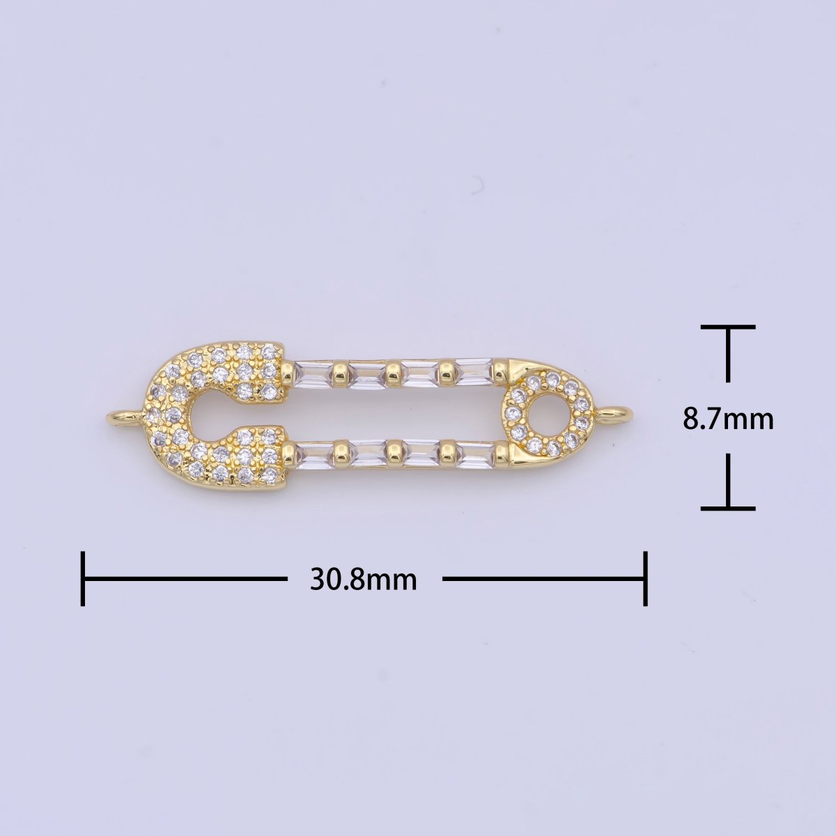 Gold Filled Micro Paved CZ Safety Pin Multicolor / Clear Link Connector Jewelry Supply G-559 G-560 - DLUXCA
