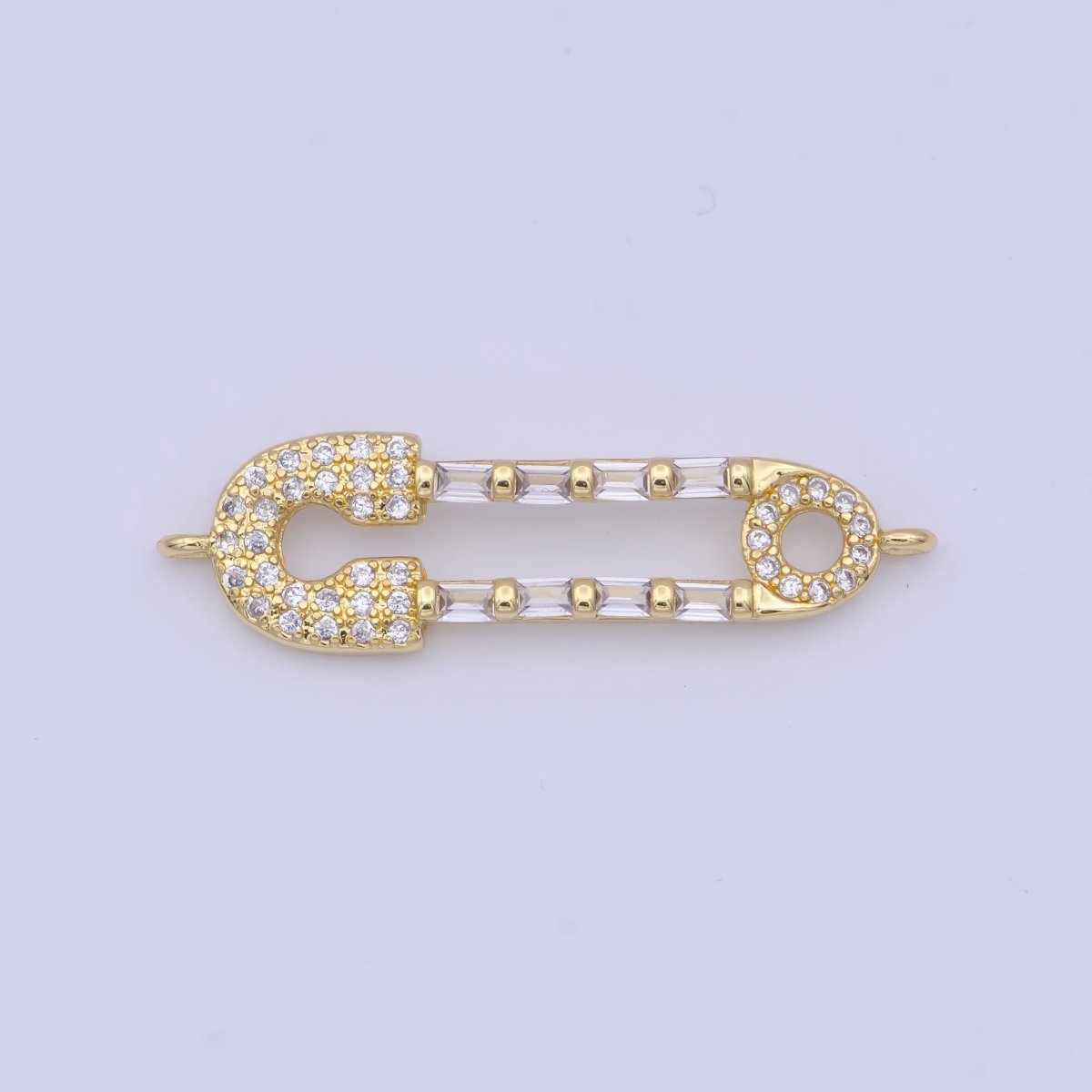 Gold Filled Micro Paved CZ Safety Pin Multicolor / Clear Link Connector Jewelry Supply G-559 G-560 - DLUXCA