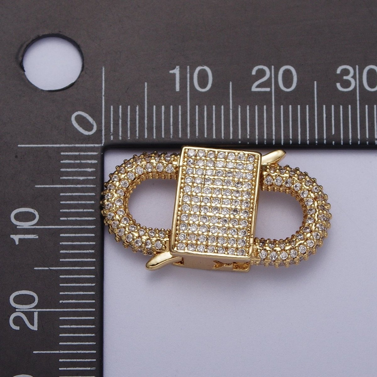 Gold Filled Micro Paved Double Padlock Spring Gate Closure in Gold & Silver | K-199 K-202 - DLUXCA