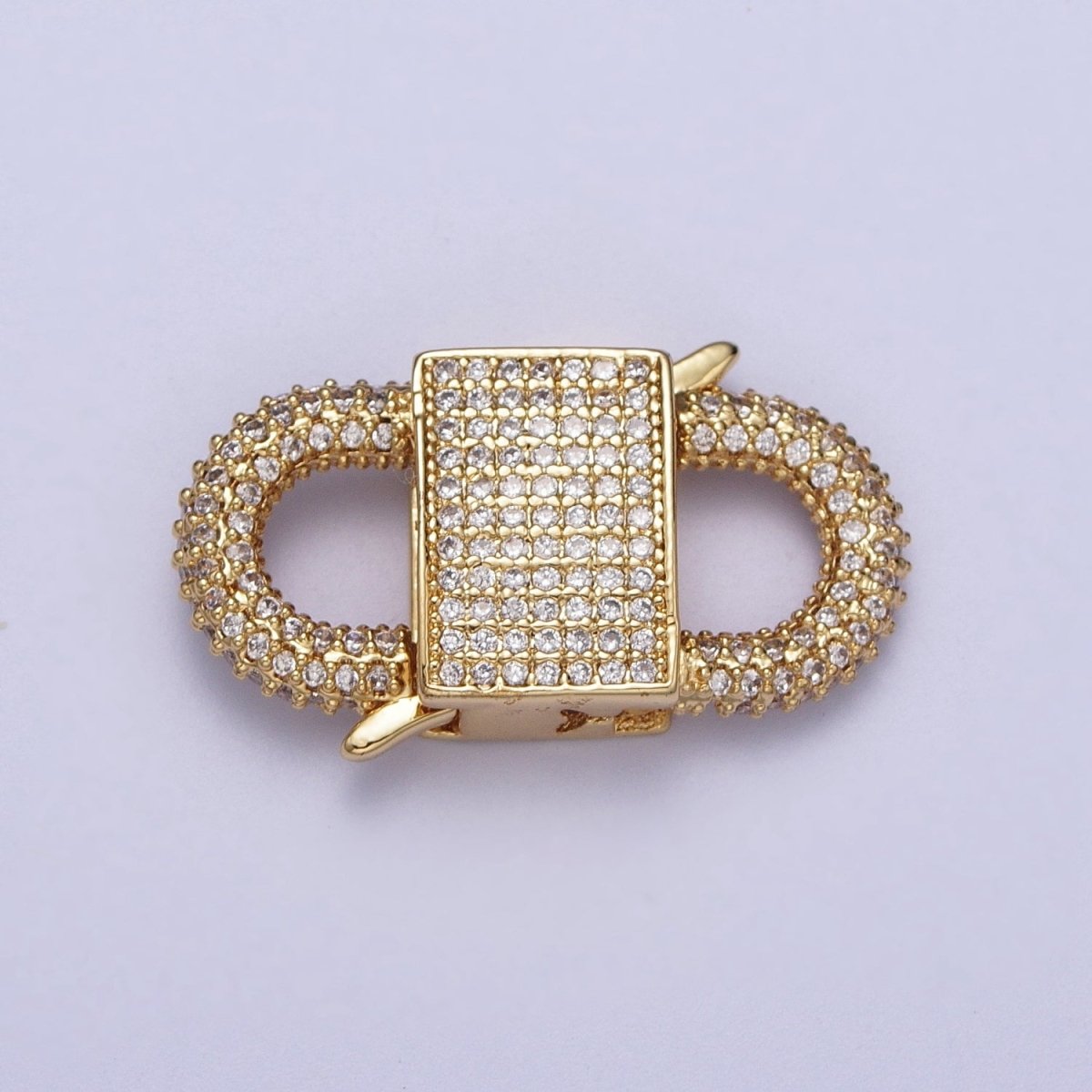 Gold Filled Micro Paved Double Padlock Spring Gate Closure in Gold & Silver | K-199 K-202 - DLUXCA