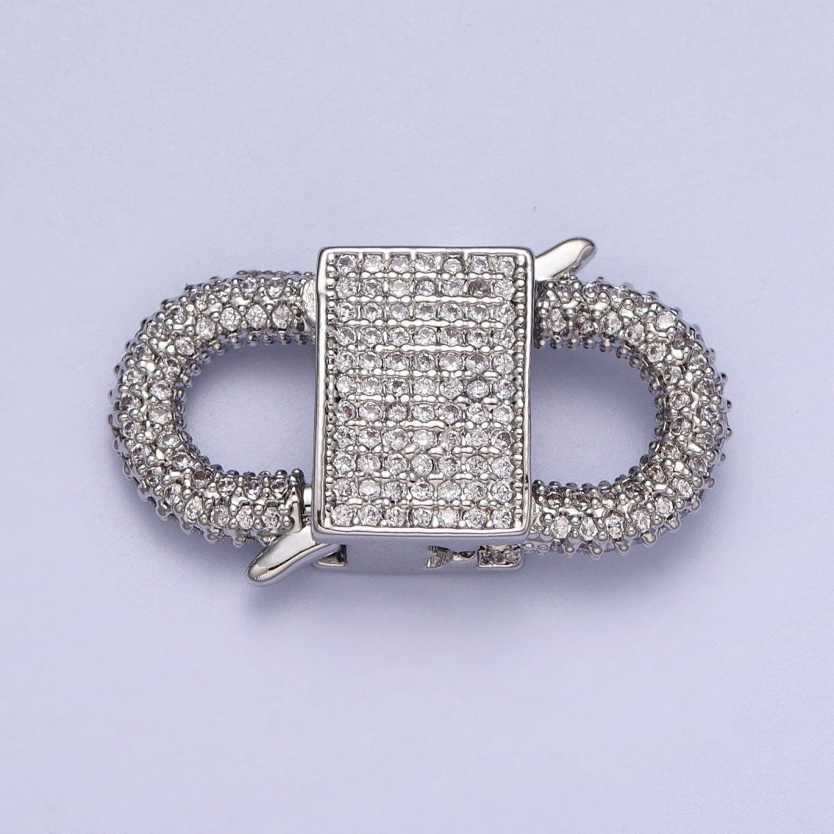 Gold Filled Micro Paved Double Padlock Spring Gate Closure in Gold & Silver | K-199 K-202 - DLUXCA