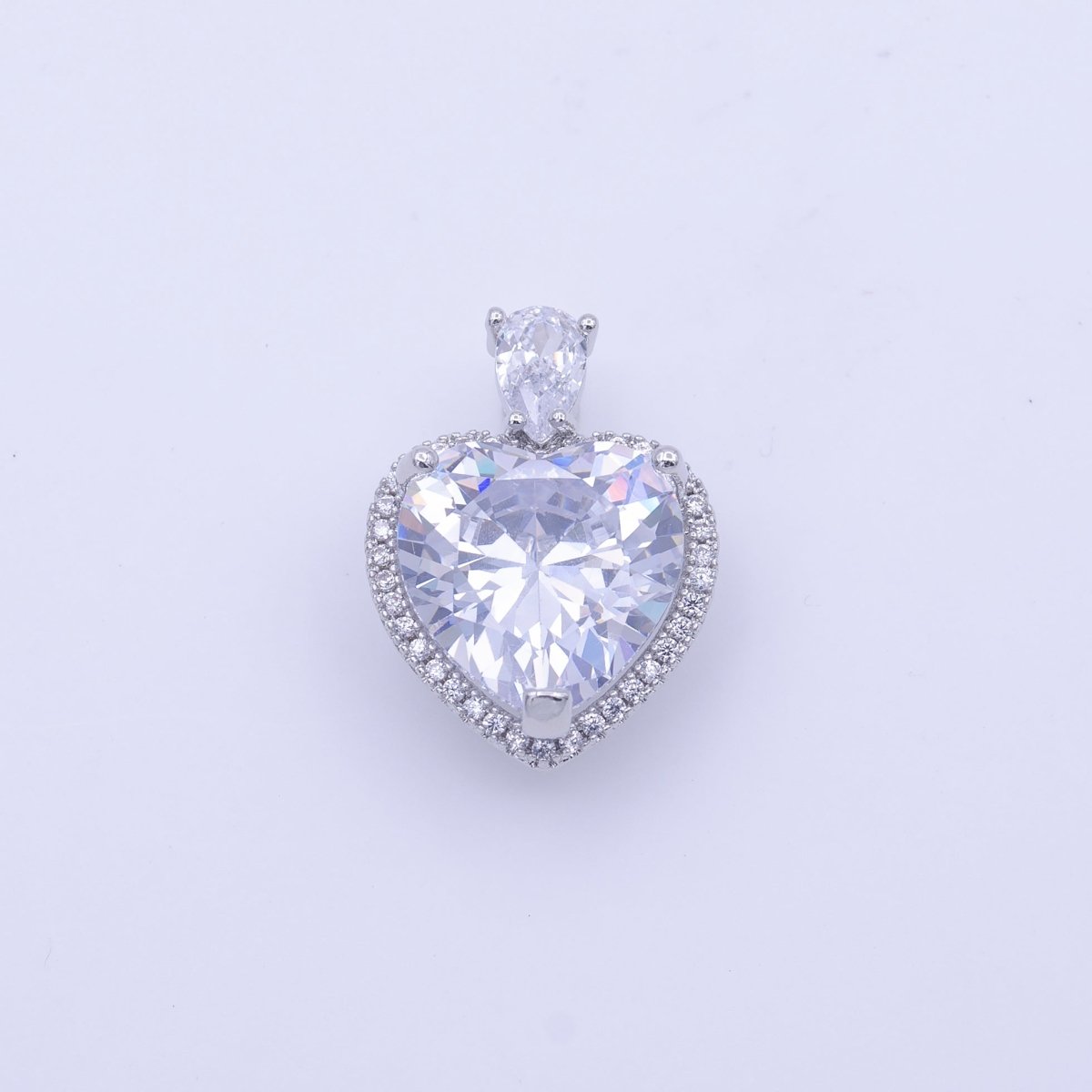 Gold Filled Micro Paved Red Green Pink Clear CZ Heart Teardrop Pendant in Gold & Silver H-197 H-198 H-204 H-229 H-231 J-102 - J-104 - DLUXCA