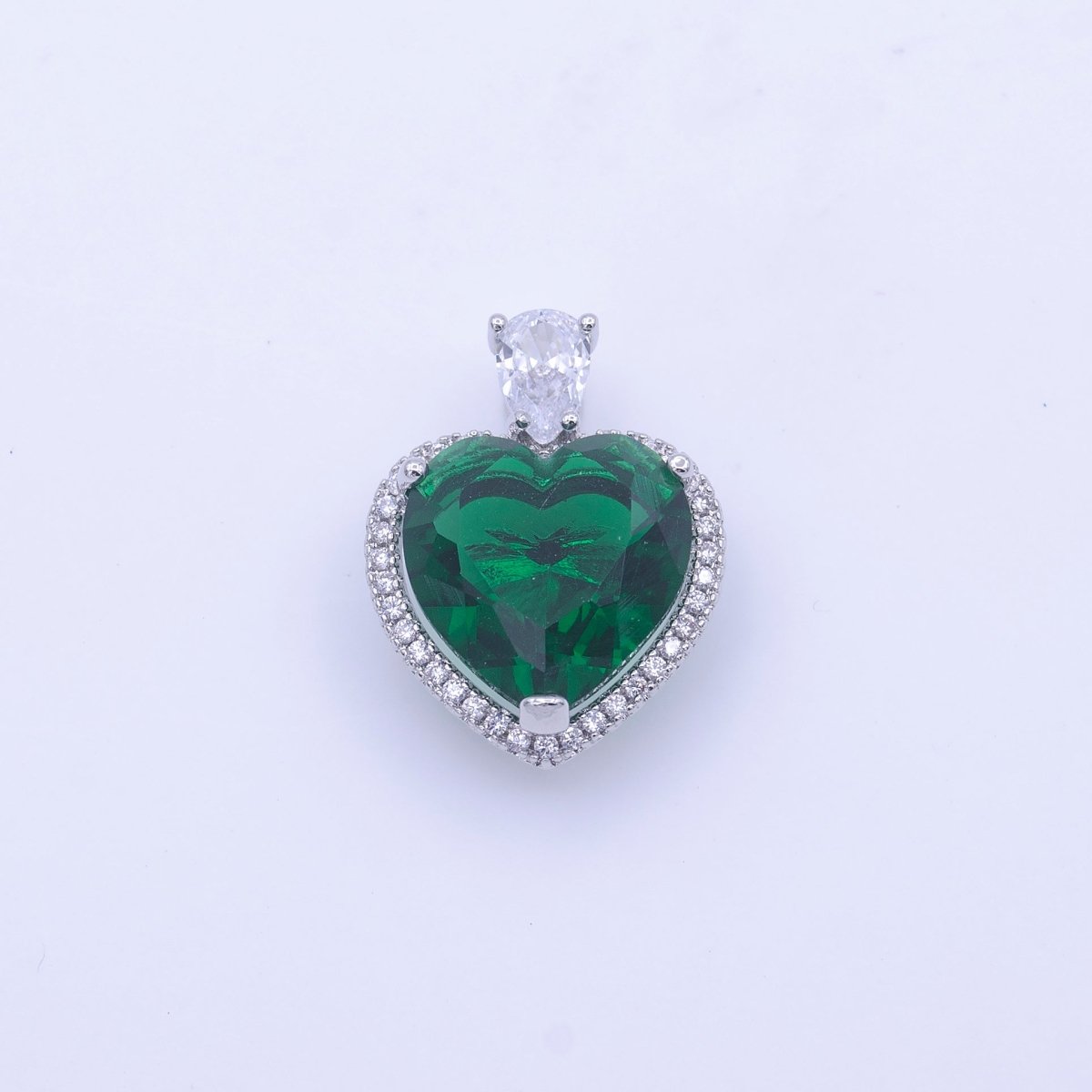 Gold Filled Micro Paved Red Green Pink Clear CZ Heart Teardrop Pendant in Gold & Silver H-197 H-198 H-204 H-229 H-231 J-102 - J-104 - DLUXCA