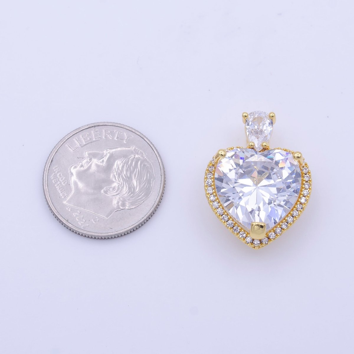 Gold Filled Micro Paved Red Green Pink Clear CZ Heart Teardrop Pendant in Gold & Silver H-197 H-198 H-204 H-229 H-231 J-102 - J-104 - DLUXCA