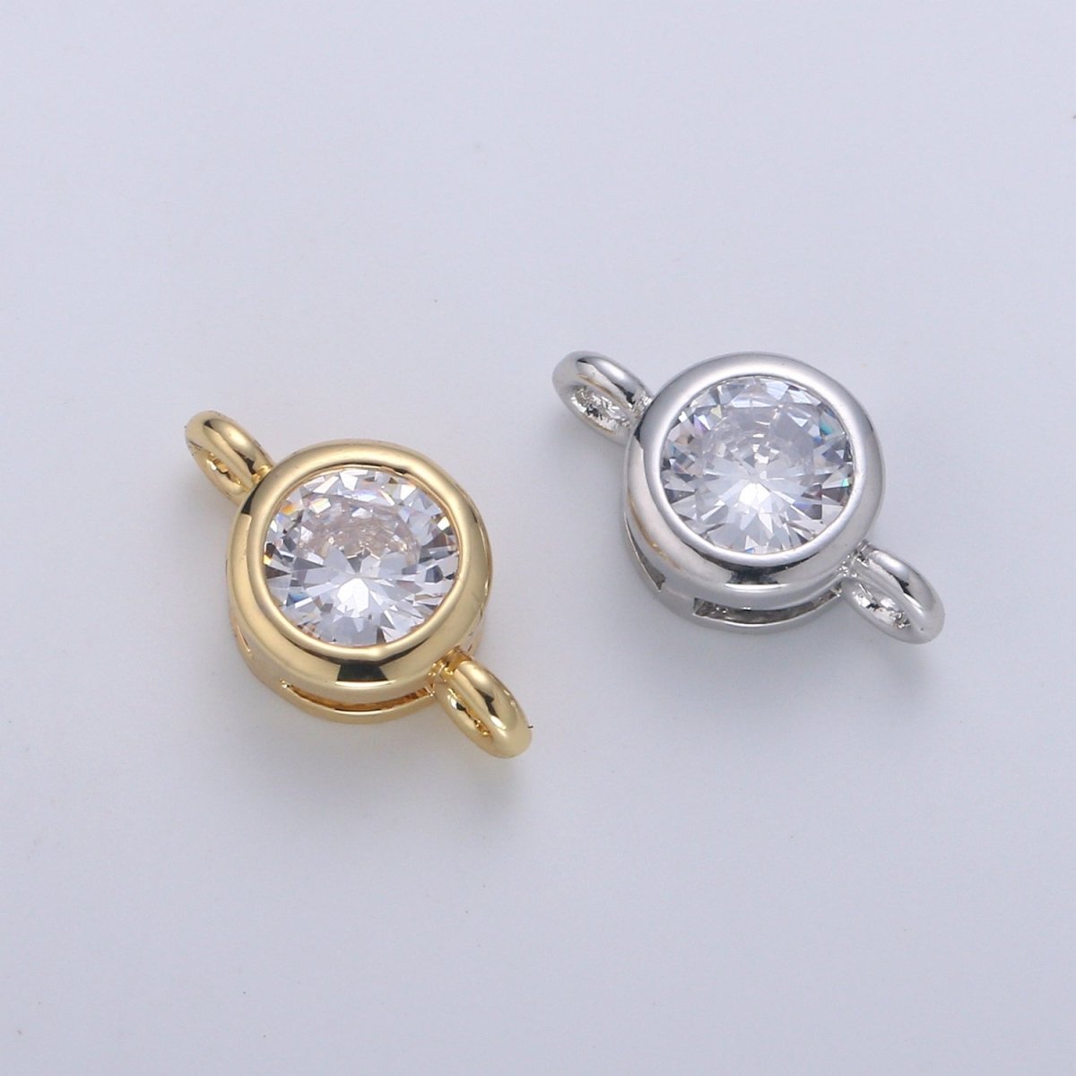 Gold Filled Mini Circle Charm Connectors Link Connector for Bracelet, Earring, Necklace Supply- F-826-F-827 - DLUXCA