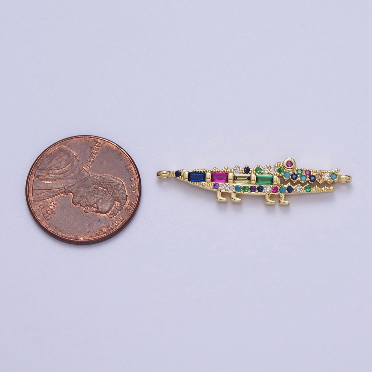 Gold Filled Multicolor Micro Paved CZ Alligator Crocodile Connector Link For Jewelry Making G-568 - DLUXCA