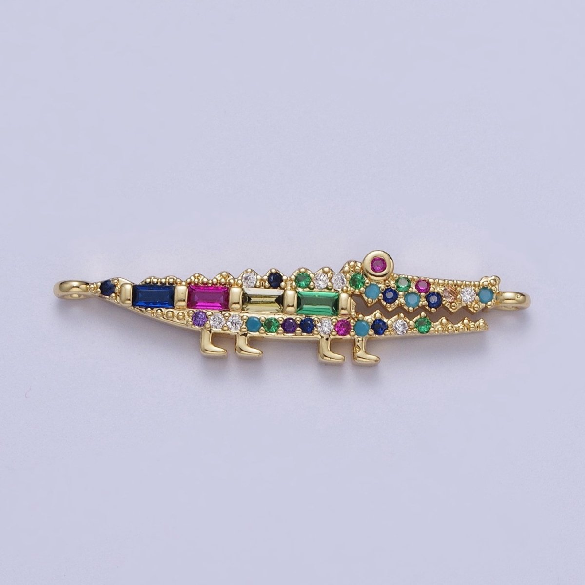 Gold Filled Multicolor Micro Paved CZ Alligator Crocodile Connector Link For Jewelry Making G-568 - DLUXCA