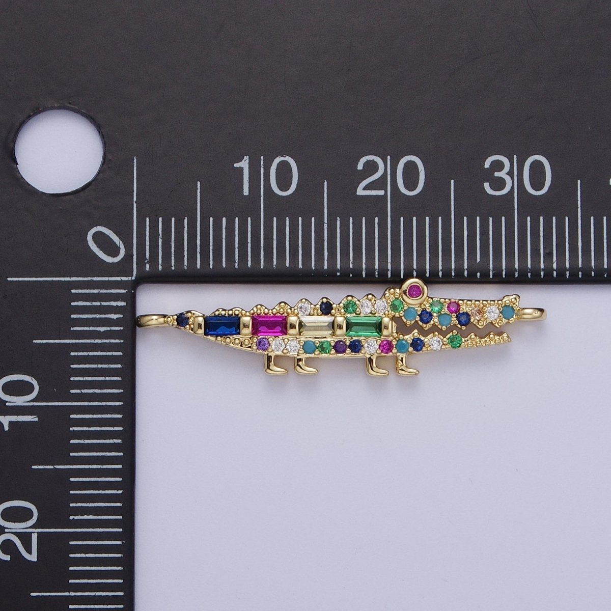Gold Filled Multicolor Micro Paved CZ Alligator Crocodile Connector Link For Jewelry Making G-568 - DLUXCA