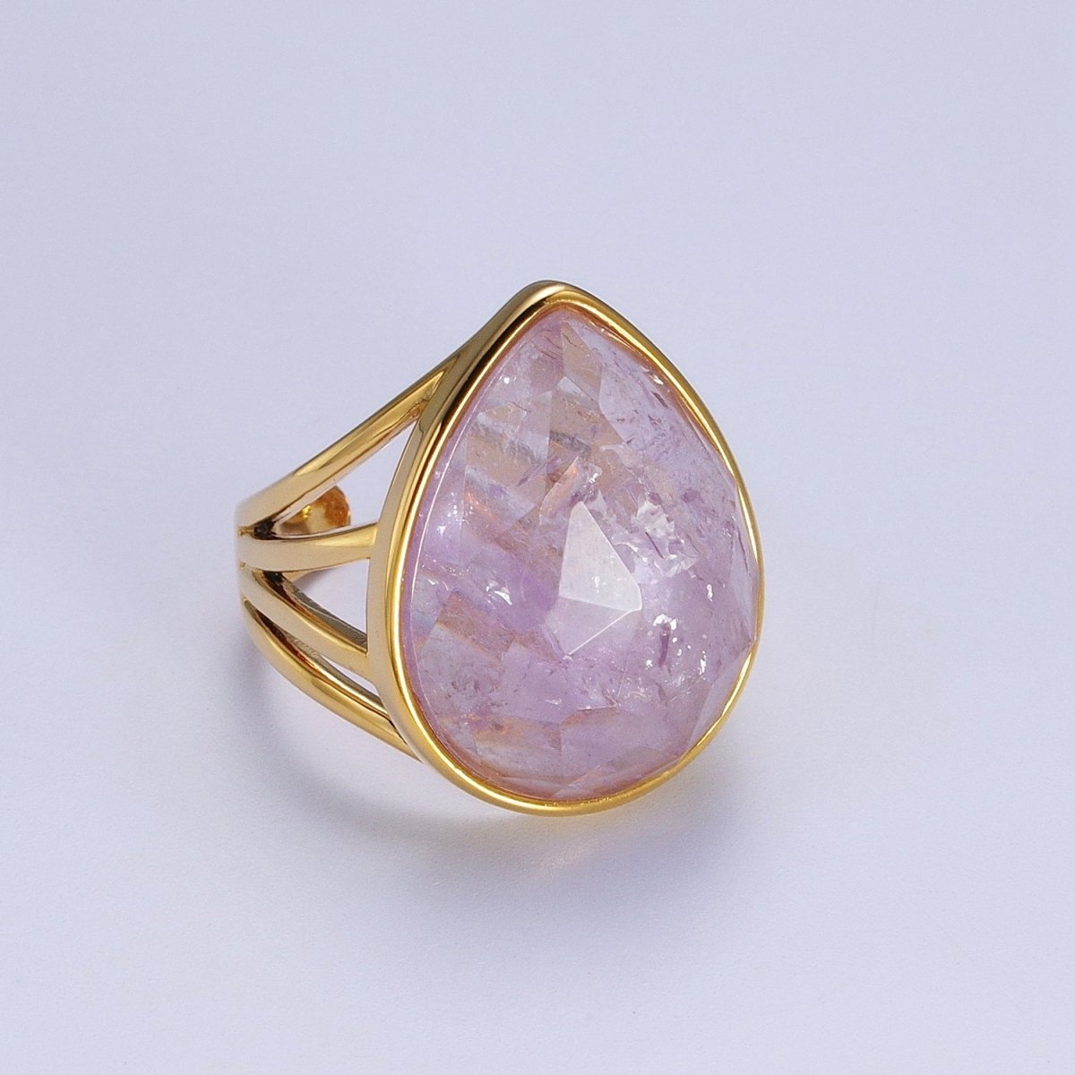 Gold Filled Multifaceted Teardrop Gemstone Ring | Y-446 ~ Y-451 Y-459 Y-480 Y-481 - DLUXCA