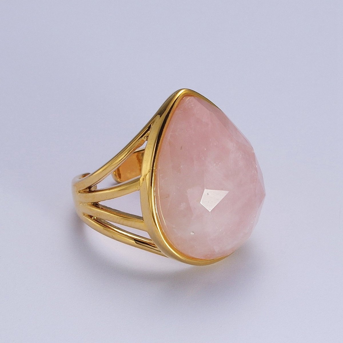 Gold Filled Multifaceted Teardrop Gemstone Ring | Y-446 ~ Y-451 Y-459 Y-480 Y-481 - DLUXCA