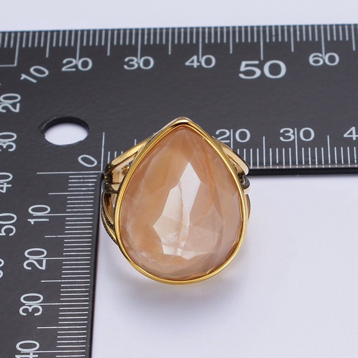 Gold Filled Multifaceted Teardrop Gemstone Ring | Y-446 ~ Y-451 Y-459 Y-480 Y-481 - DLUXCA