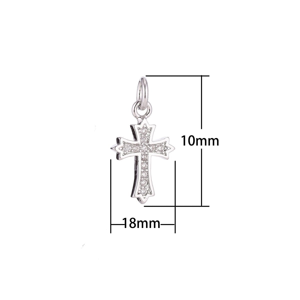 Gold Filled Ornate Cross Catholic Christian Religious Cubic Zirconia Necklace Pendant Bracelet Earring Charm for Jewelry Making C-069 - DLUXCA