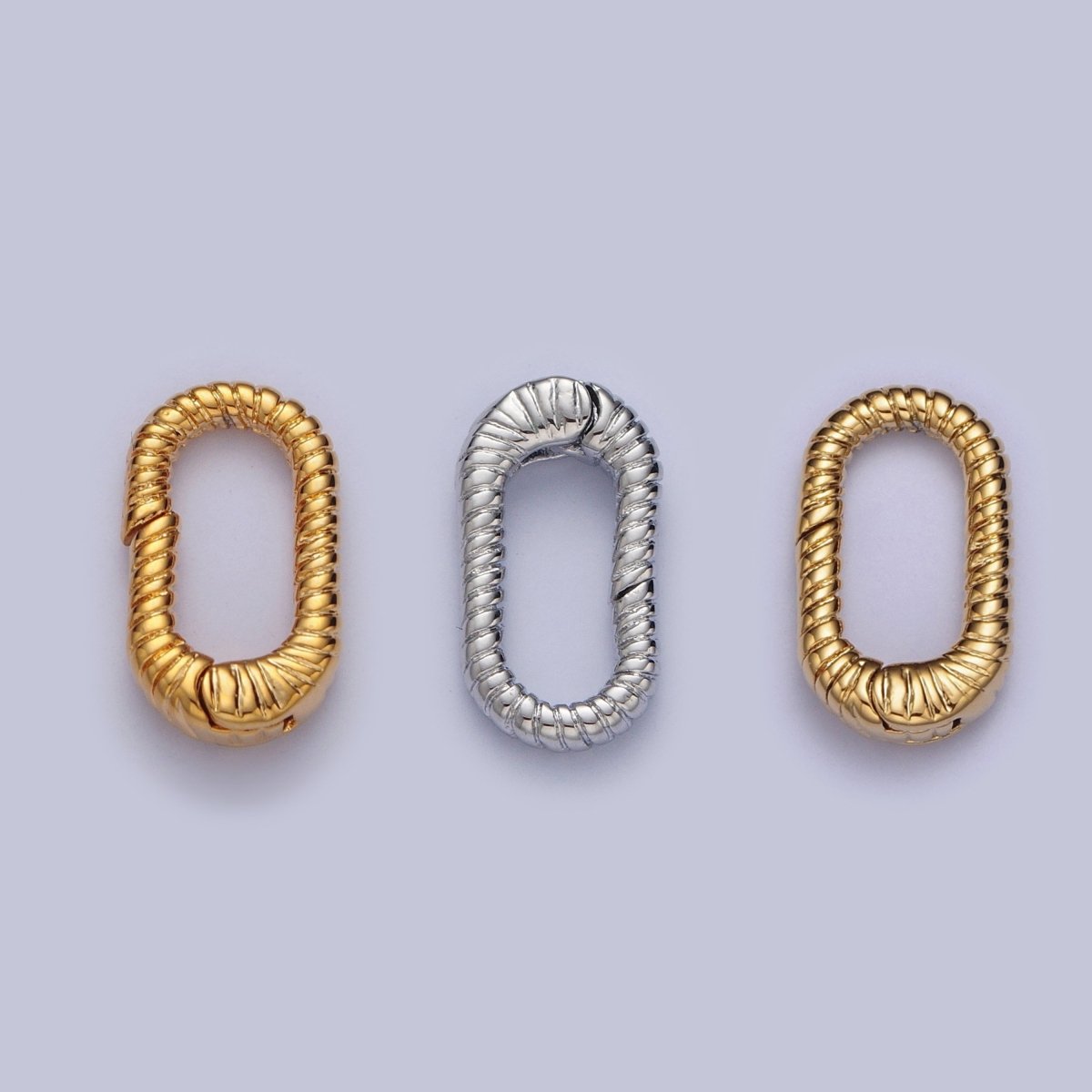 Gold Filled Oval Twisted Textured Croissant Spring Gate Clasps, Gold/Silver Pull Clasps For Jewelry Making L-820 L-868 L-869 - DLUXCA