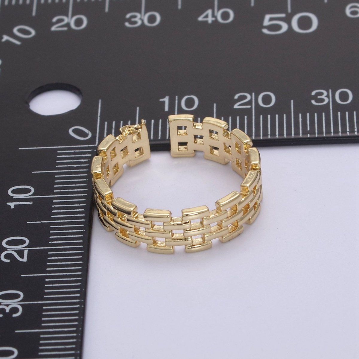 Gold Filled Panther Link Ring Open Adjustable Jewelry for Stackable Minimalist Jewelry U-259 - DLUXCA