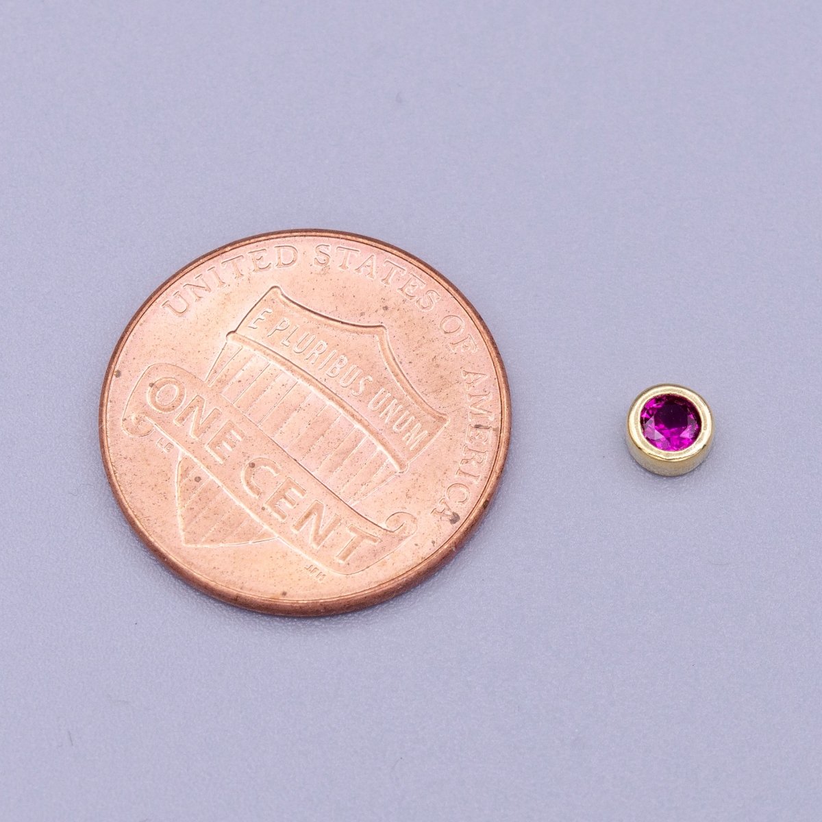 Gold Filled Personalized Locket Bead: 4mm Birthstone Bezel CZ | B-925 B-927- B-935 Z-483 - DLUXCA