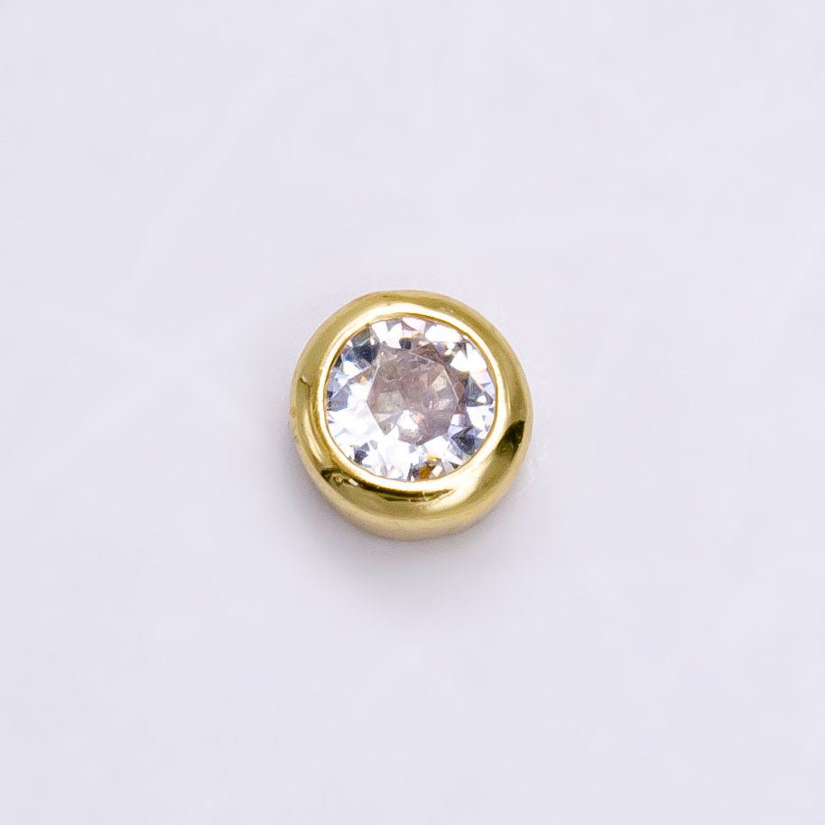 Gold Filled Personalized Locket Bead: 4mm Birthstone Bezel CZ | B-925 B-927- B-935 Z-483 - DLUXCA
