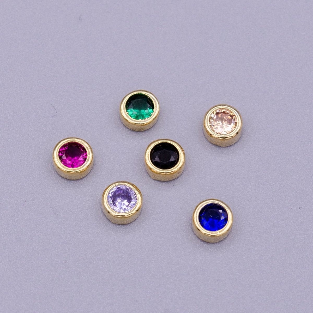 Gold Filled Personalized Locket Bead: 4mm Birthstone Bezel CZ | B-925 B-927- B-935 Z-483 - DLUXCA