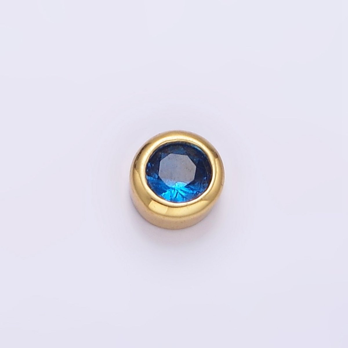 Gold Filled Personalized Locket Bead: 4mm Birthstone Bezel CZ | B-925 B-927- B-935 Z-483 - DLUXCA