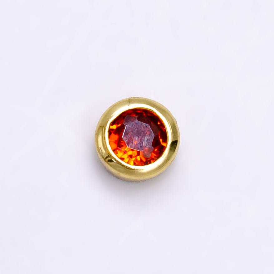 Gold Filled Personalized Locket Bead: 4mm Birthstone Bezel CZ | B-925 B-927- B-935 Z-483 - DLUXCA