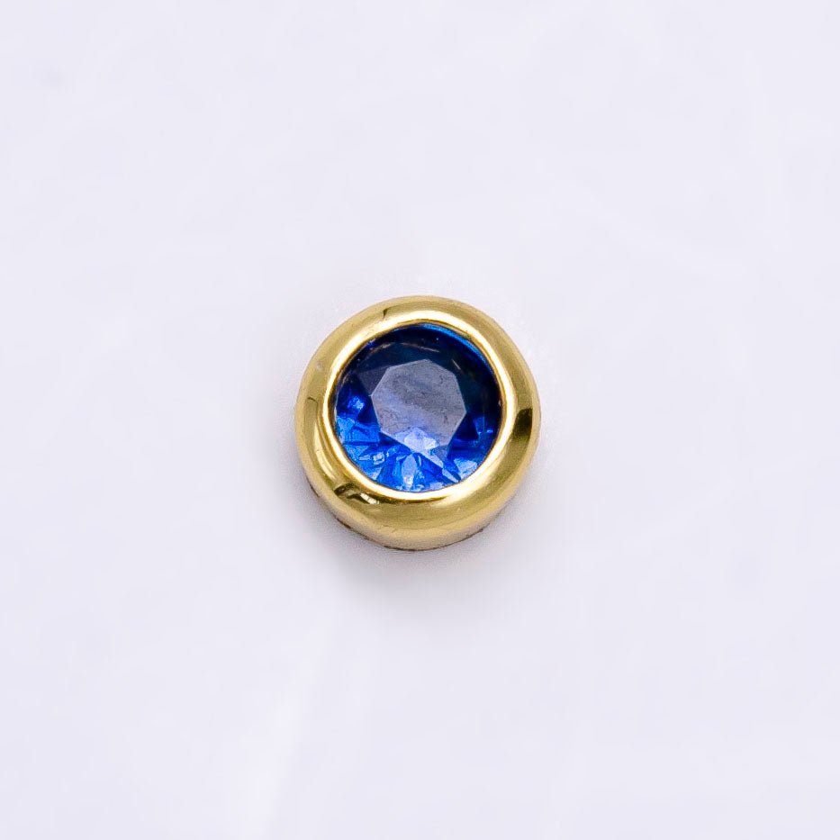 Gold Filled Personalized Locket Bead: 4mm Birthstone Bezel CZ | B-925 B-927- B-935 Z-483 - DLUXCA