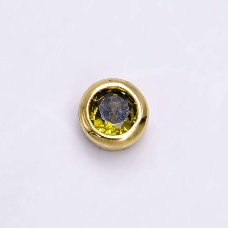 Gold Filled Personalized Locket Bead: 4mm Birthstone Bezel CZ | B-925 B-927- B-935 Z-483 - DLUXCA