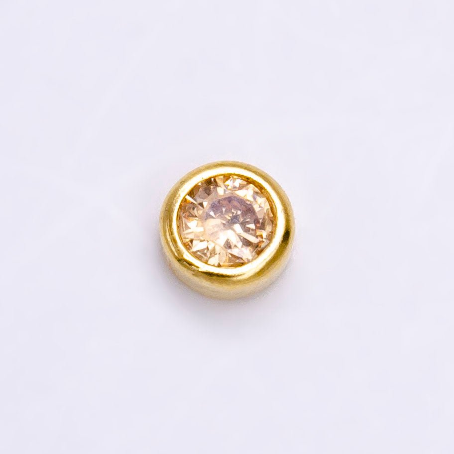 Gold Filled Personalized Locket Bead: 4mm Birthstone Bezel CZ | B-925 B-927- B-935 Z-483 - DLUXCA