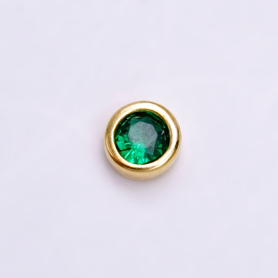 Gold Filled Personalized Locket Bead: 4mm Birthstone Bezel CZ | B-925 B-927- B-935 Z-483 - DLUXCA