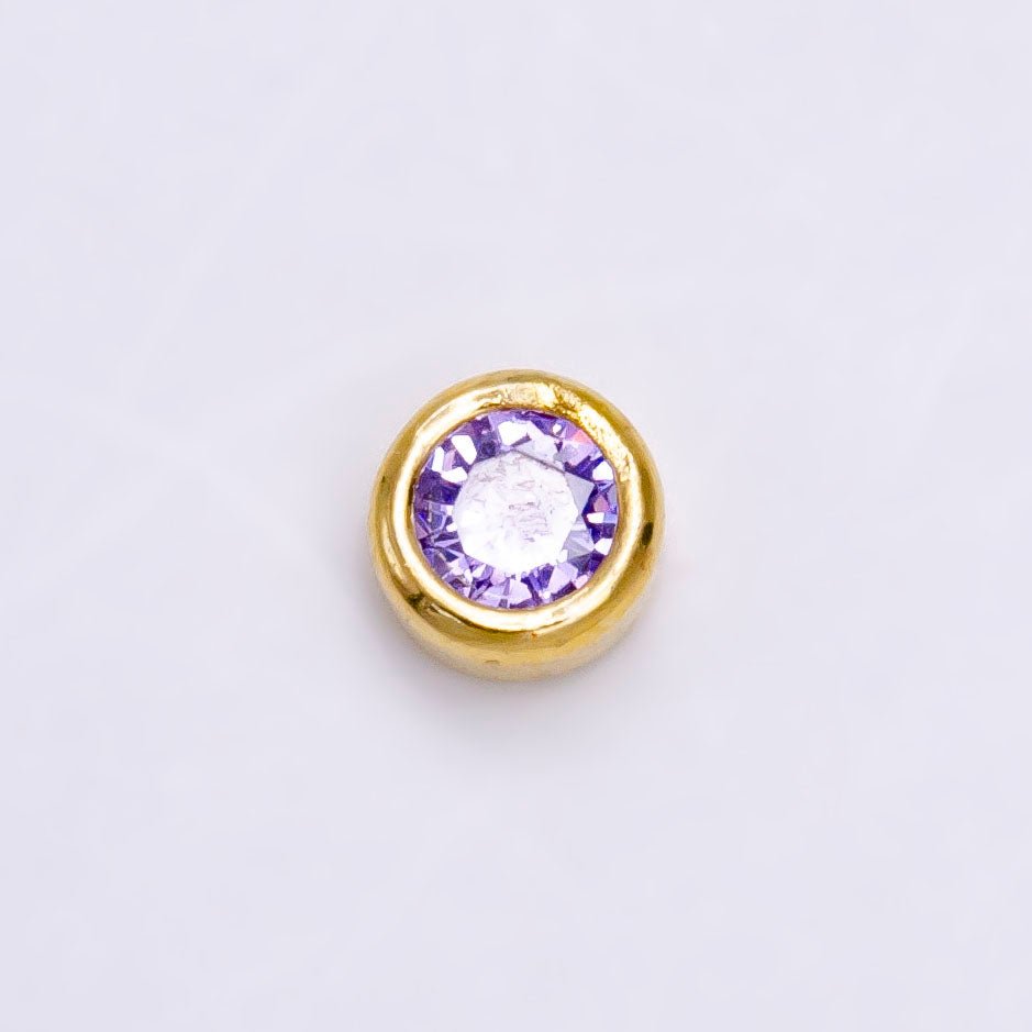 Gold Filled Personalized Locket Bead: 4mm Birthstone Bezel CZ | B-925 B-927- B-935 Z-483 - DLUXCA