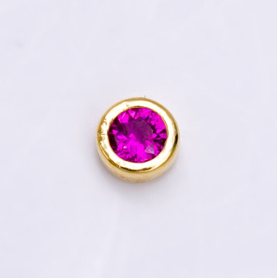 Gold Filled Personalized Locket Bead: 4mm Birthstone Bezel CZ | B-925 B-927- B-935 Z-483 - DLUXCA