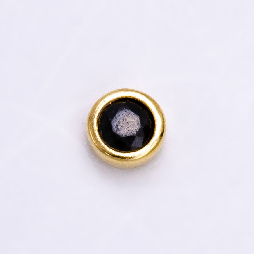 Gold Filled Personalized Locket Bead: 4mm Birthstone Bezel CZ | B-925 B-927- B-935 Z-483 - DLUXCA