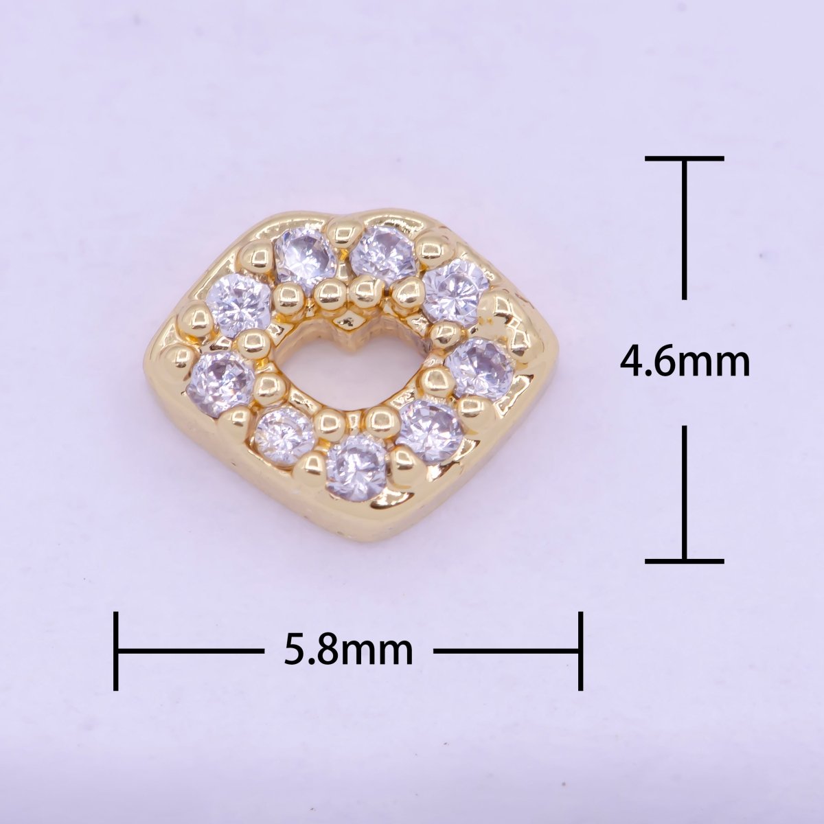 Gold Filled Personalized Locket Bead: Clear Fuchsia Pink Heart, Star Pawprint Clover, Horseshoe Lips Cross Bolt L-839~L-841 - DLUXCA