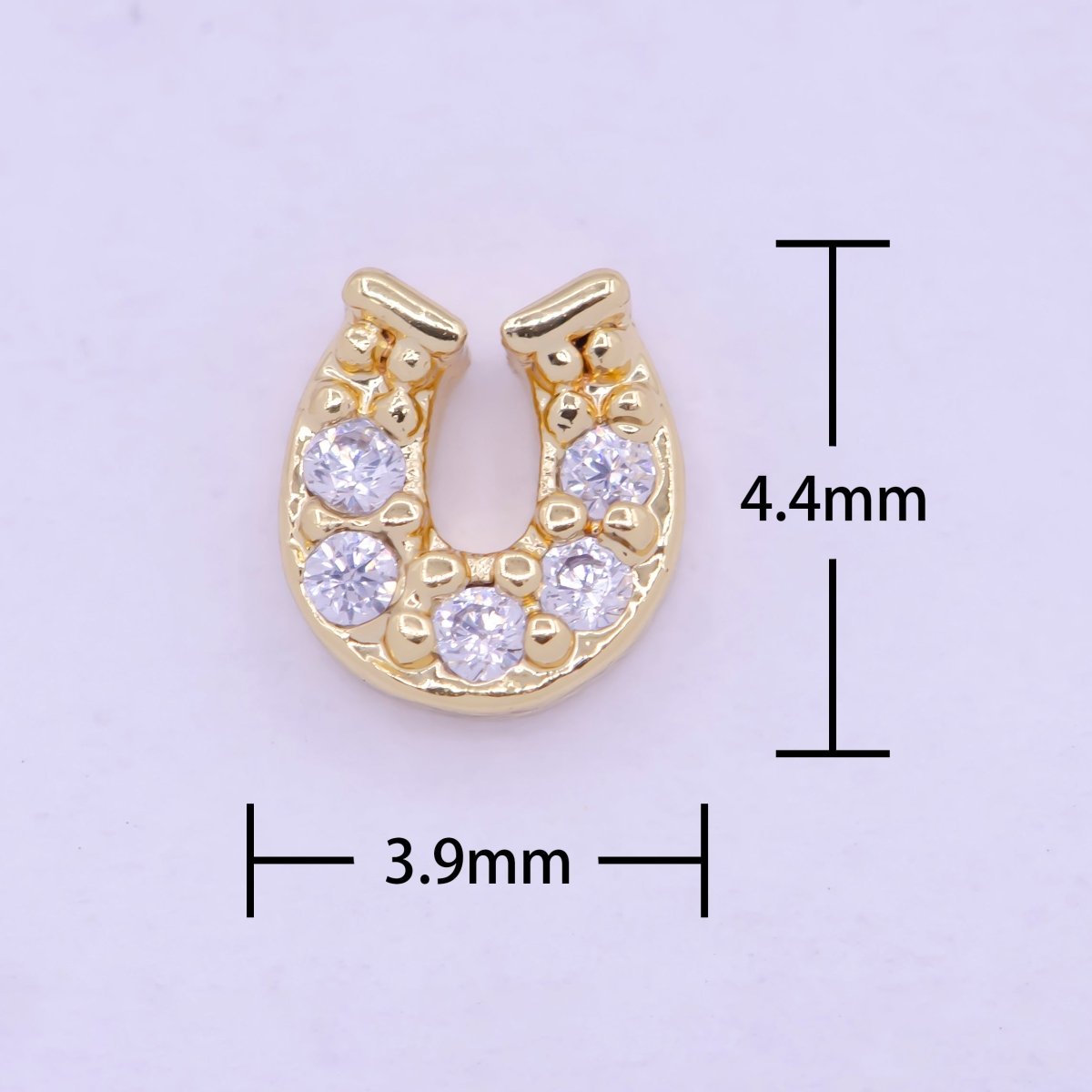 Gold Filled Personalized Locket Bead: Clear Fuchsia Pink Heart, Star Pawprint Clover, Horseshoe Lips Cross Bolt L-839~L-841 - DLUXCA