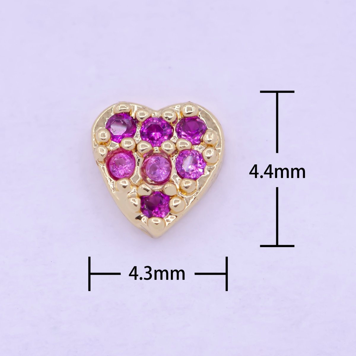 Gold Filled Personalized Locket Bead: Clear Fuchsia Pink Heart, Star Pawprint Clover, Horseshoe Lips Cross Bolt L-839~L-841 - DLUXCA