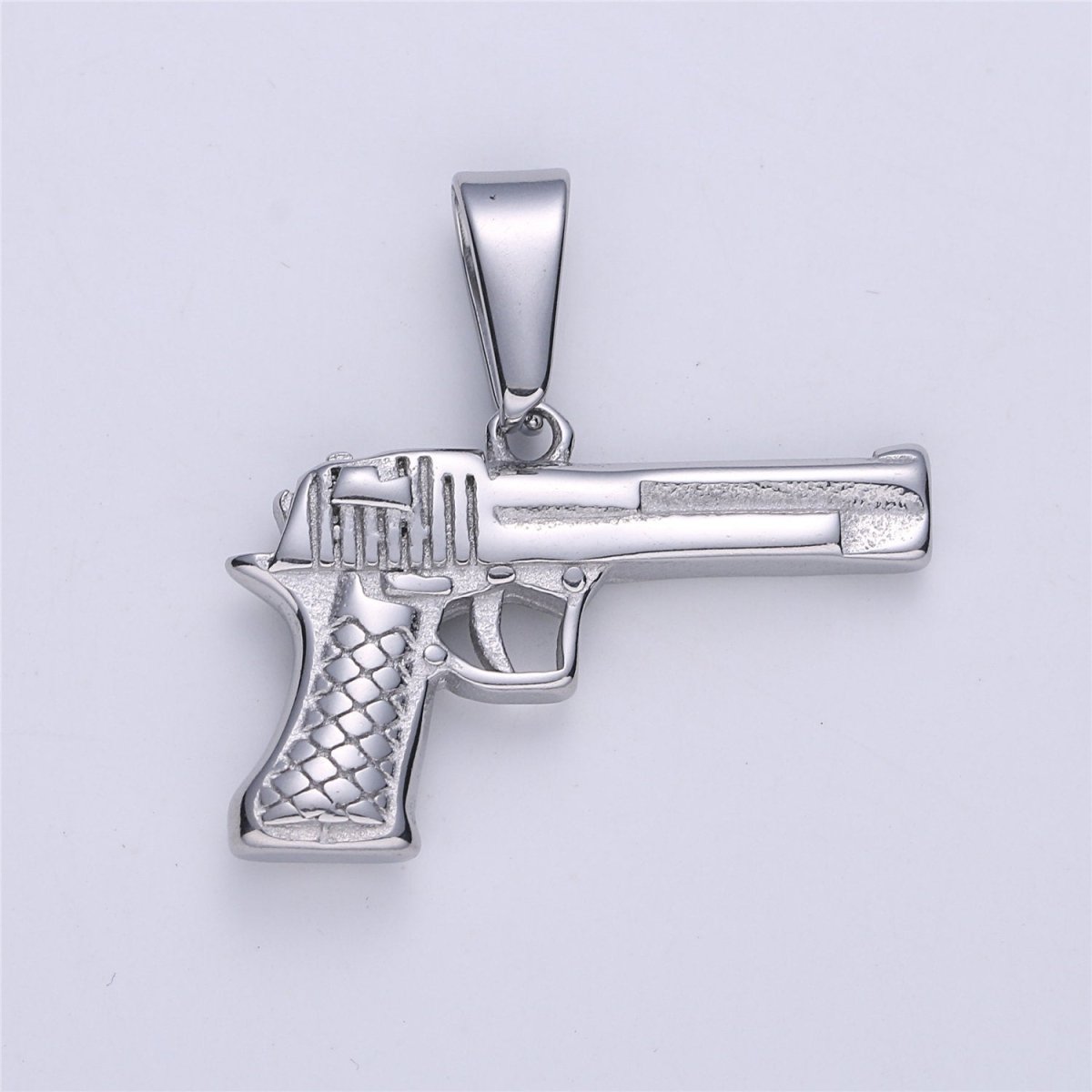 Gold Filled Pistol Charm Silver Gun Pendant for Earring Necklace Jewelry Making Supplies 30mmx30mm J-673 - DLUXCA