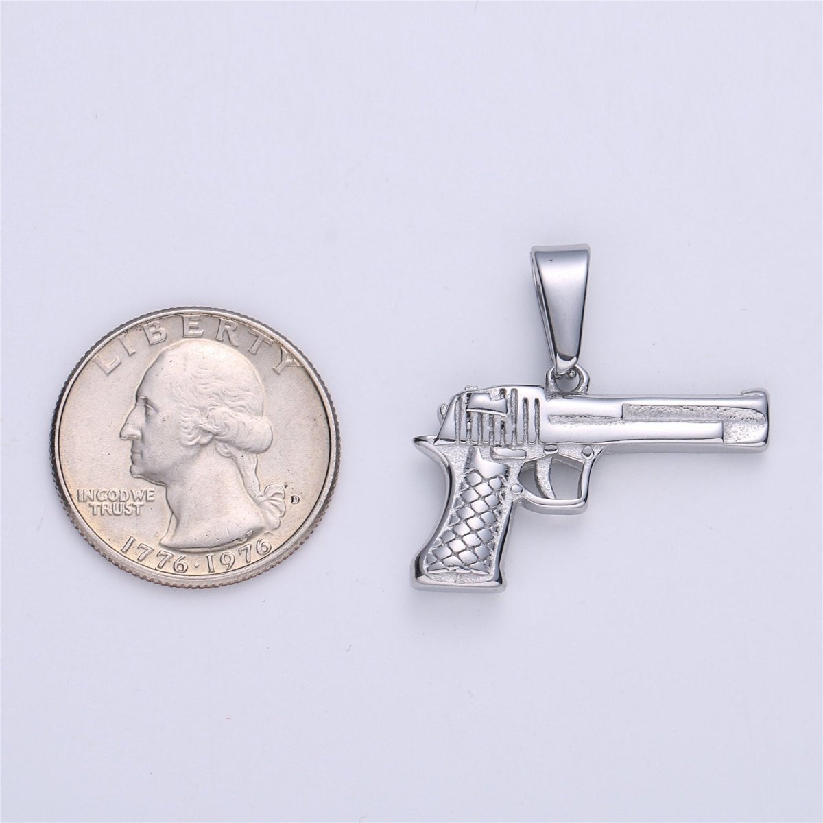 Gold Filled Pistol Charm Silver Gun Pendant for Earring Necklace Jewelry Making Supplies 30mmx30mm J-673 - DLUXCA
