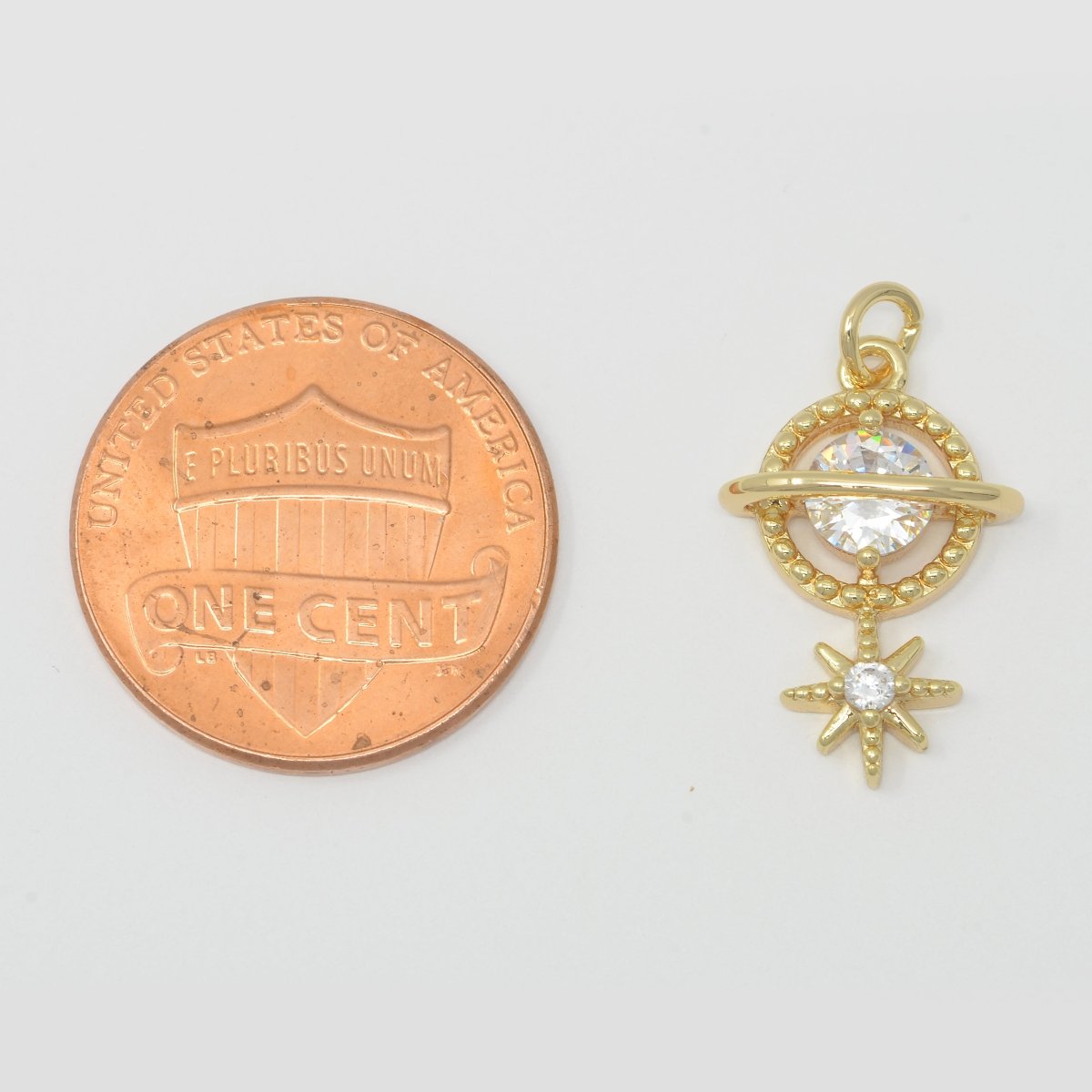 Gold Filled Planet and Star Charm M-386 - DLUXCA