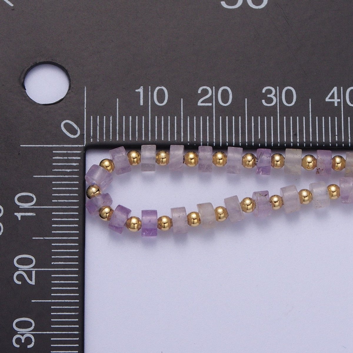 Gold Filled Purple Amethyst Rondelle Heishi Gemstone Gold Spacer Beads 15.5 Inch Choker Necklace | WA-1429 Clearance Pricing - DLUXCA
