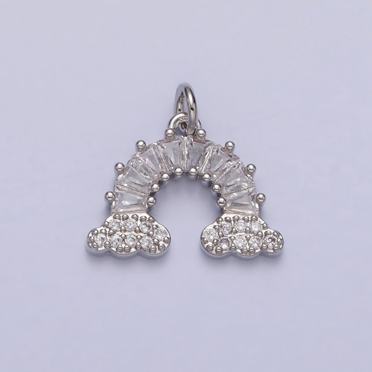 Gold Filled Rainbow Clear Baguette Micro Paved CZ Charm in Gold & Silver | AC266 AC267 - DLUXCA