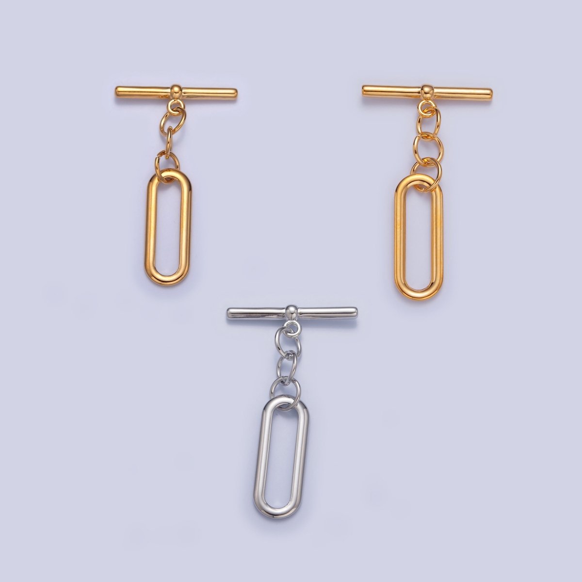 Gold Filled Rectangular Oval Toggle Clasps Closure in Gold & Silver L-753~L-755 - DLUXCA