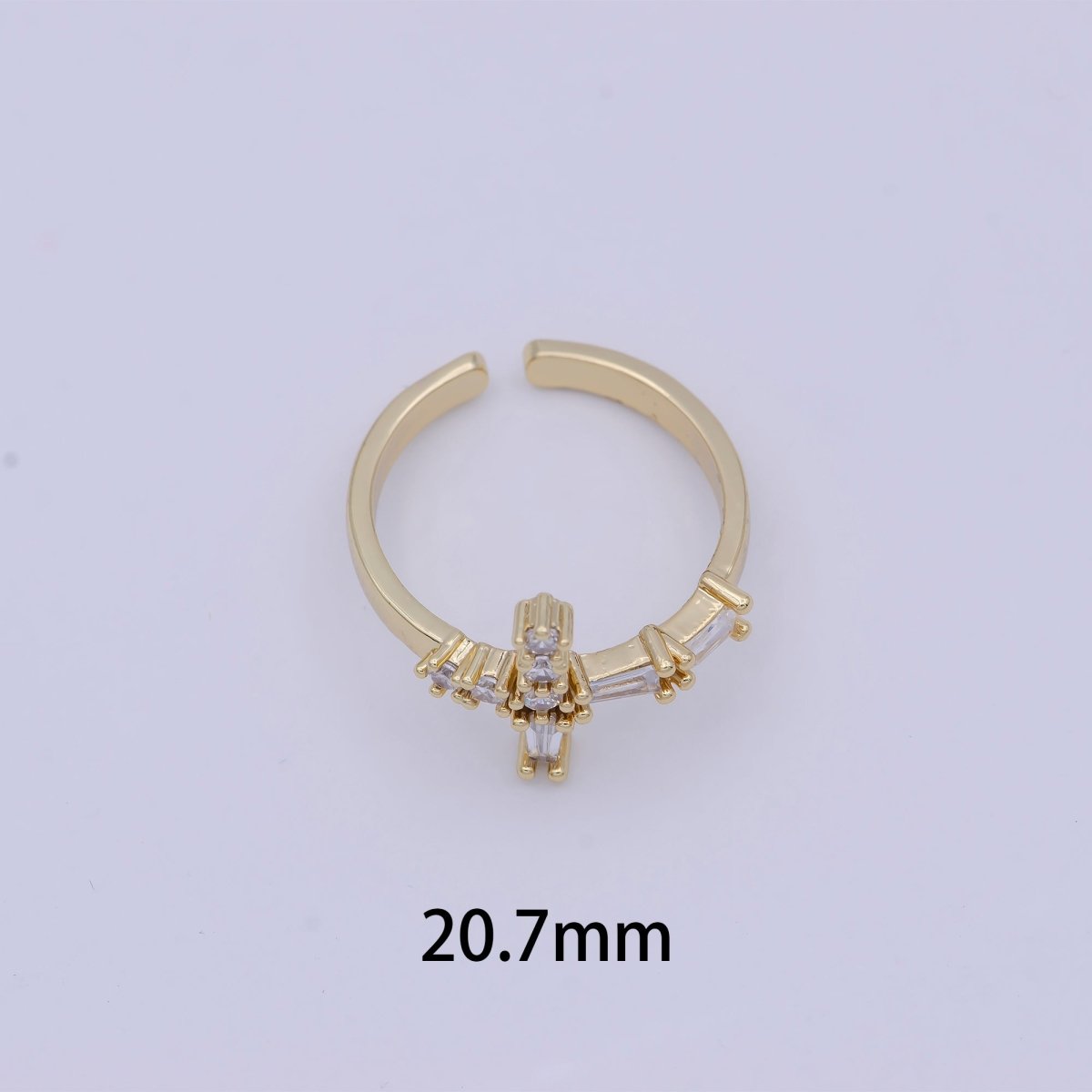 Gold Filled Religious Catholic Christian Cross Open, Adjustable Ring with Crystal Zirconia CZ in 24K/14K Gold | U-381 U-427 - DLUXCA
