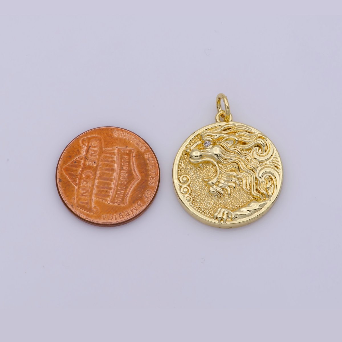Gold Filled Roaring Dragon Mythical Coin Charm | M-809 - DLUXCA