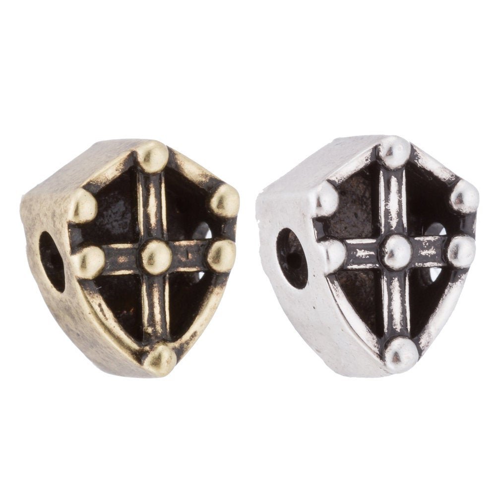 Gold Filled Royal Shield CZ Micro Pave Beads, CZ Micro Pave Shield Connector, For Bracelet Making Supply Findings, Hole Size 1.5mm | B-055 - DLUXCA