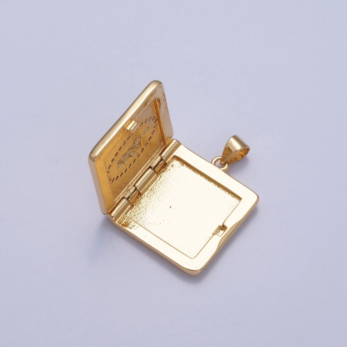 Gold Filled Saint Benedict / Virgin Mary Locket Square Tag Pendant, Micro Pave Clear Cubic Zirconia CZ Religious Jewelry H-088 H-089 - DLUXCA