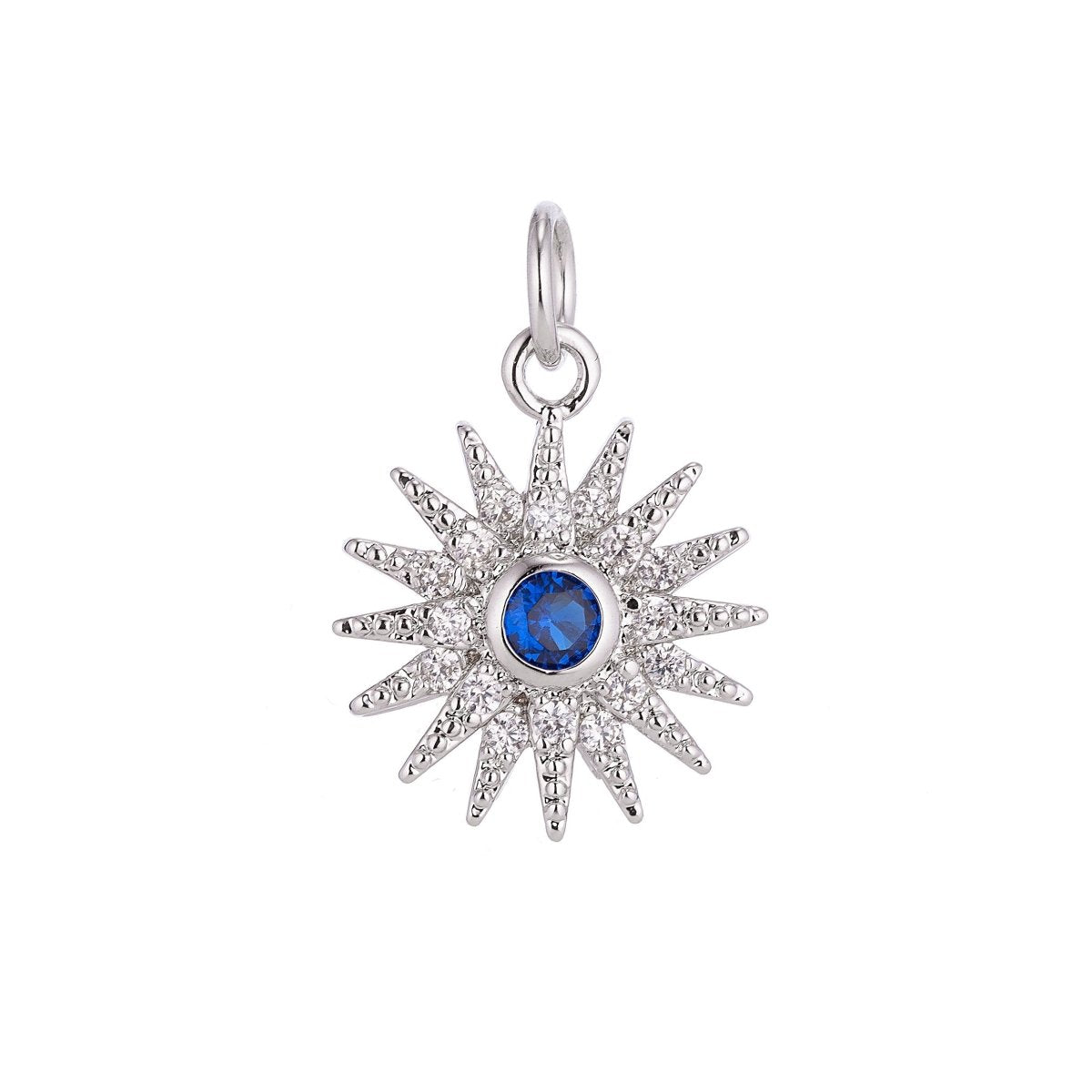 Gold Filled Shining Sun, Bright Sunny Day, Cubic Zirconia Charm Necklace Pendant Findings for Jewelry Making C-048 - DLUXCA