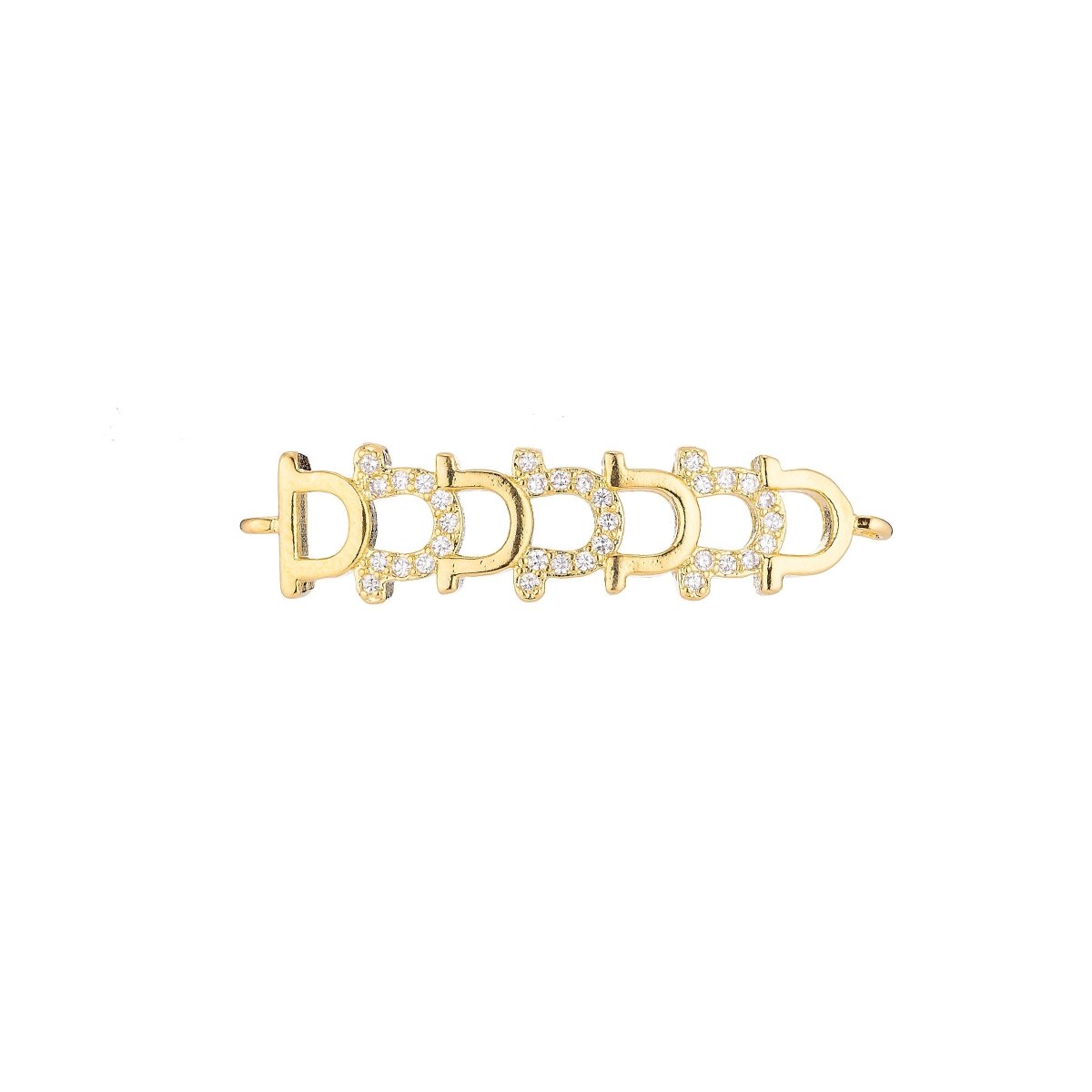 Gold Filled Shiny Horseshoe Link Cubic Zirconia Bracelet Charm Bead Pendant Connector For Jewelry Making Finding, F-029 - DLUXCA