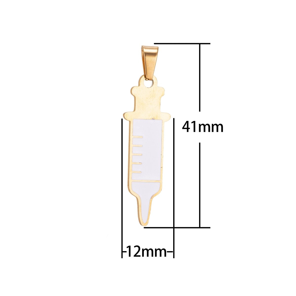 Gold Filled Shot SYRINGE Charms Nurse RN Doctor Medical Themed Pendant Gift idea for Jewelry Making J-412 - DLUXCA