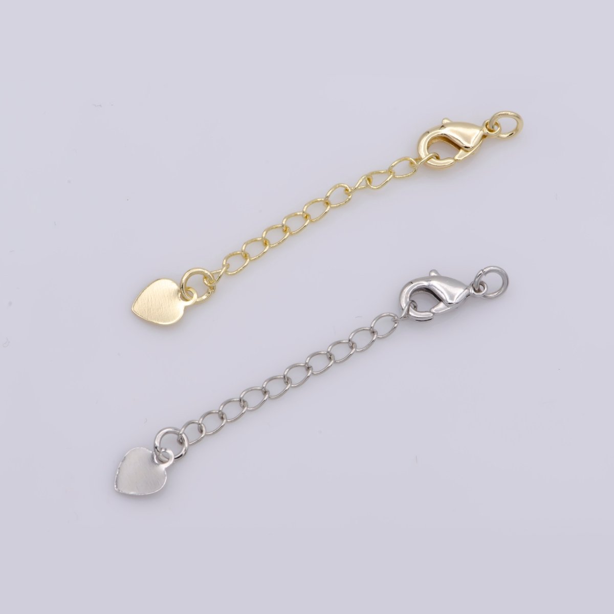 Gold Filled / Silver Chain Extender For Necklace Bracelet Supply Component Findings Extenders w/ Heart charm + Lobster Clasp L-467 L-468 - DLUXCA